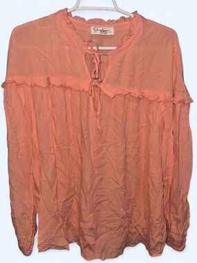 Jessica Simpson Peach Tie-Neck Peasant Tunic